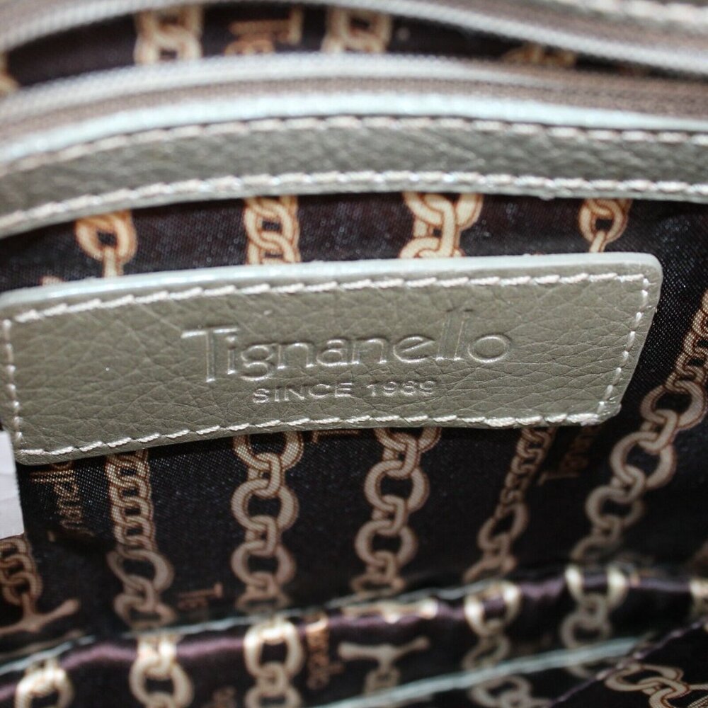 Tignanello Metallic Pebble Leather Snap Zippered Pockets Crossbody Purse Bag - Picture 11 of 11